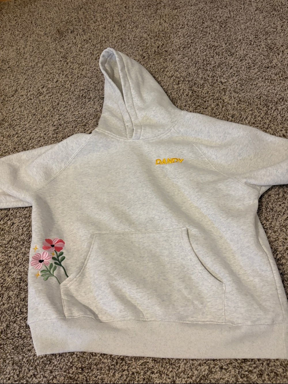 Light Gray Embroidered Floral Hoodie